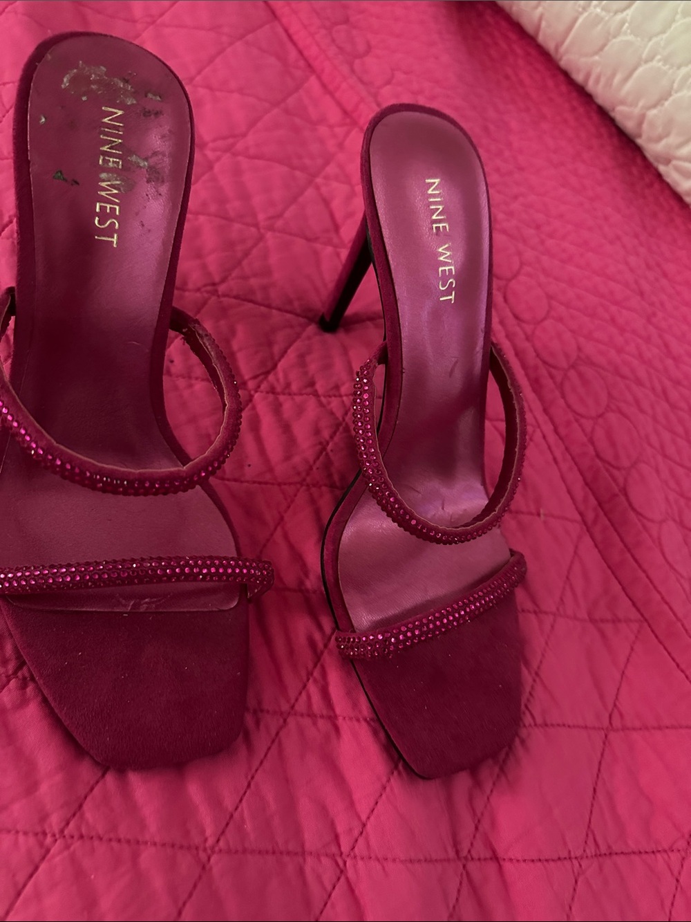 Steve Madden Magenta Beaded Strappy Stiletto Heels